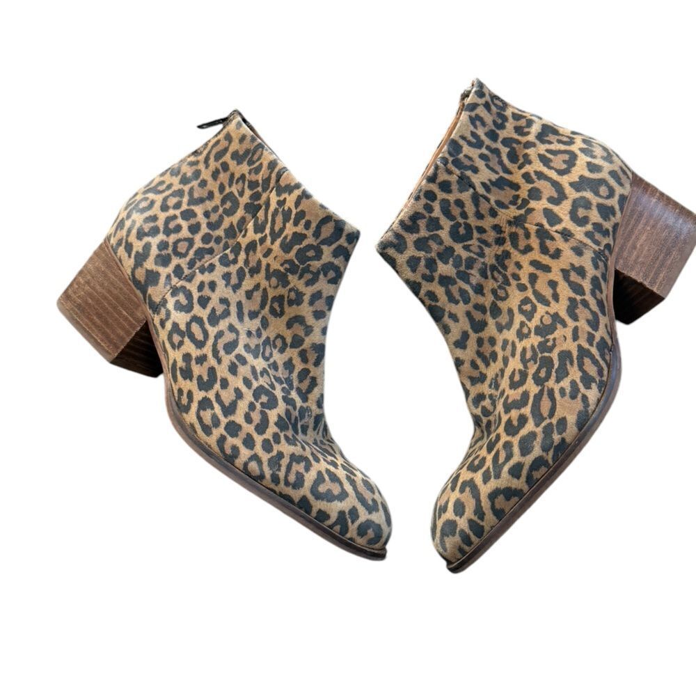 Seychelles Leopard Leather Ankle Boots